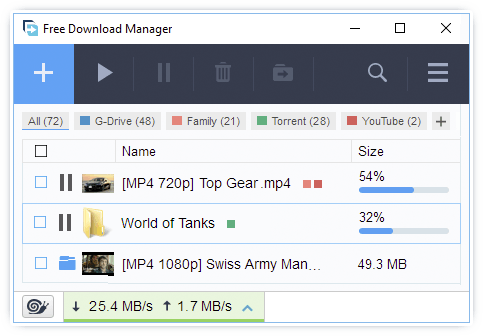 Free Download Manager - программа является настоящим менеджером по загрузкам видео.